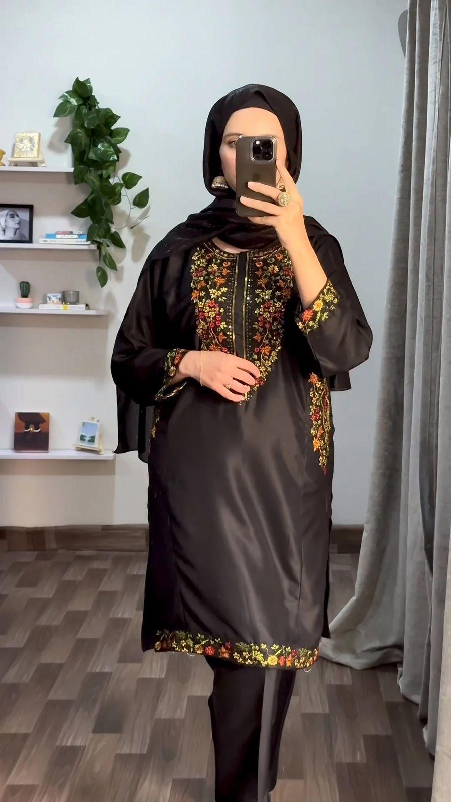 Stylish Women's Stitched Embroidered Shirt And Trouser Set - 2 Pcs