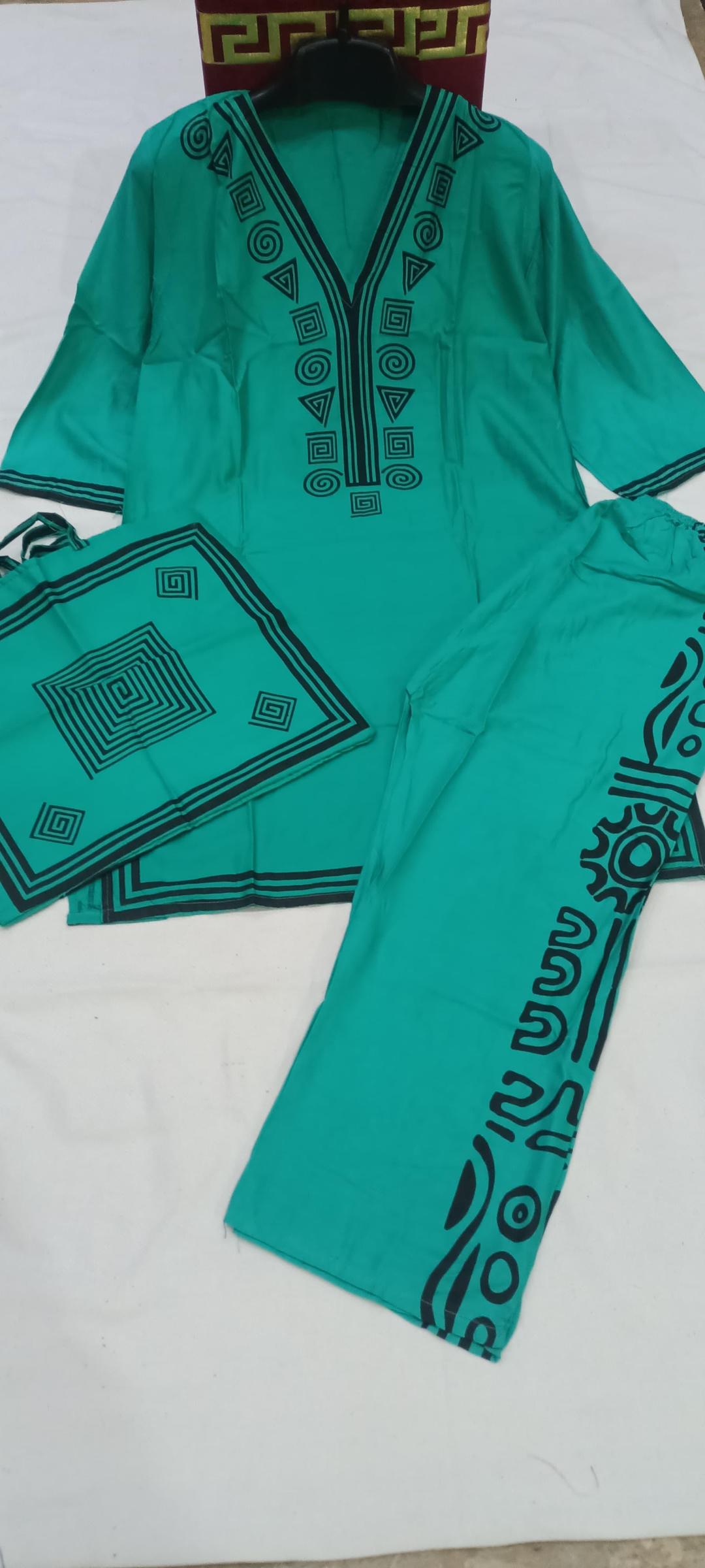 Stylish Women's Stitched Printed Shirt and Trouser Set - 3 Pcs