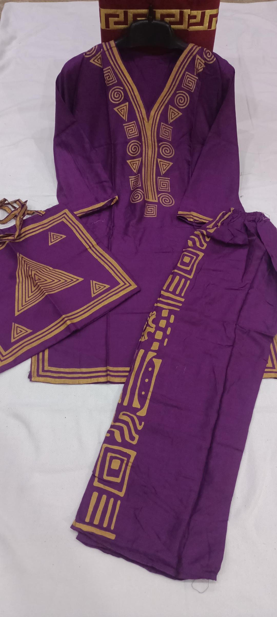 Stylish Printed Linen Shirt And Trouser Set - 3 Pcs