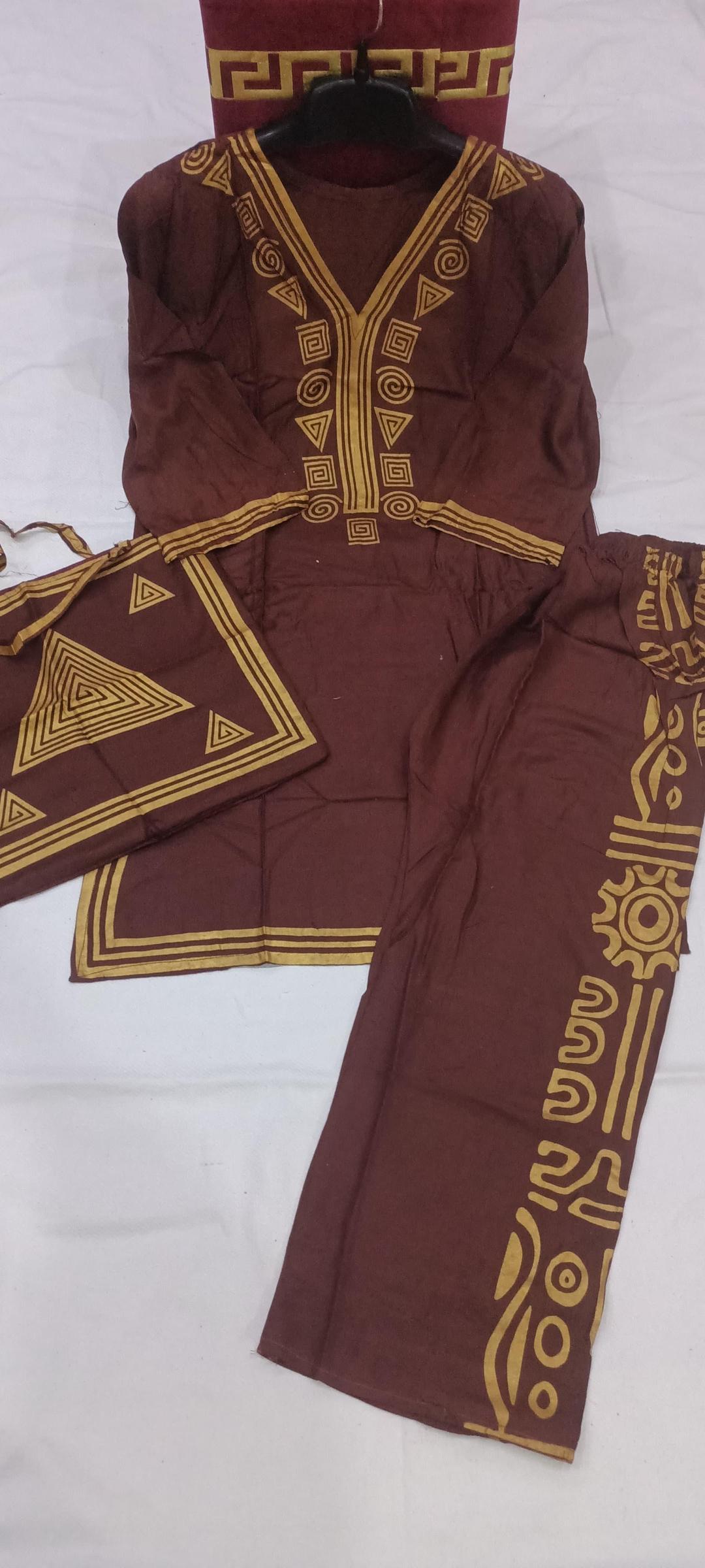 Stylish Women's Stitched Printed Shirt And Trouser Set - 3 Pcs