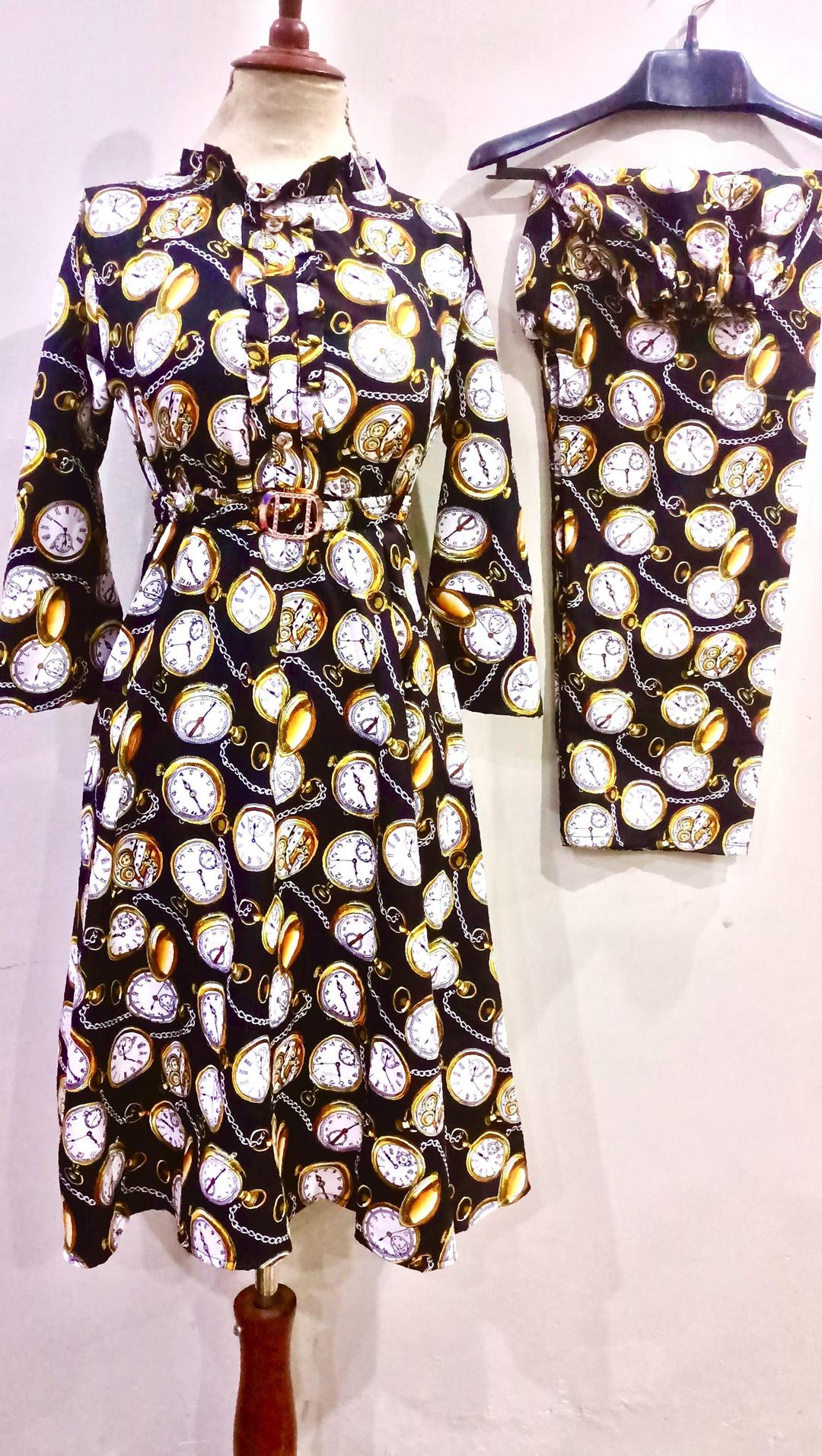 2 Pcs Women's Stitched Printed Frock And Trouser