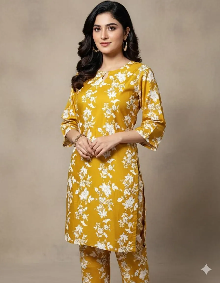 2 Pcs Women's Stitched Linen Block Printed Shirt And Trouser