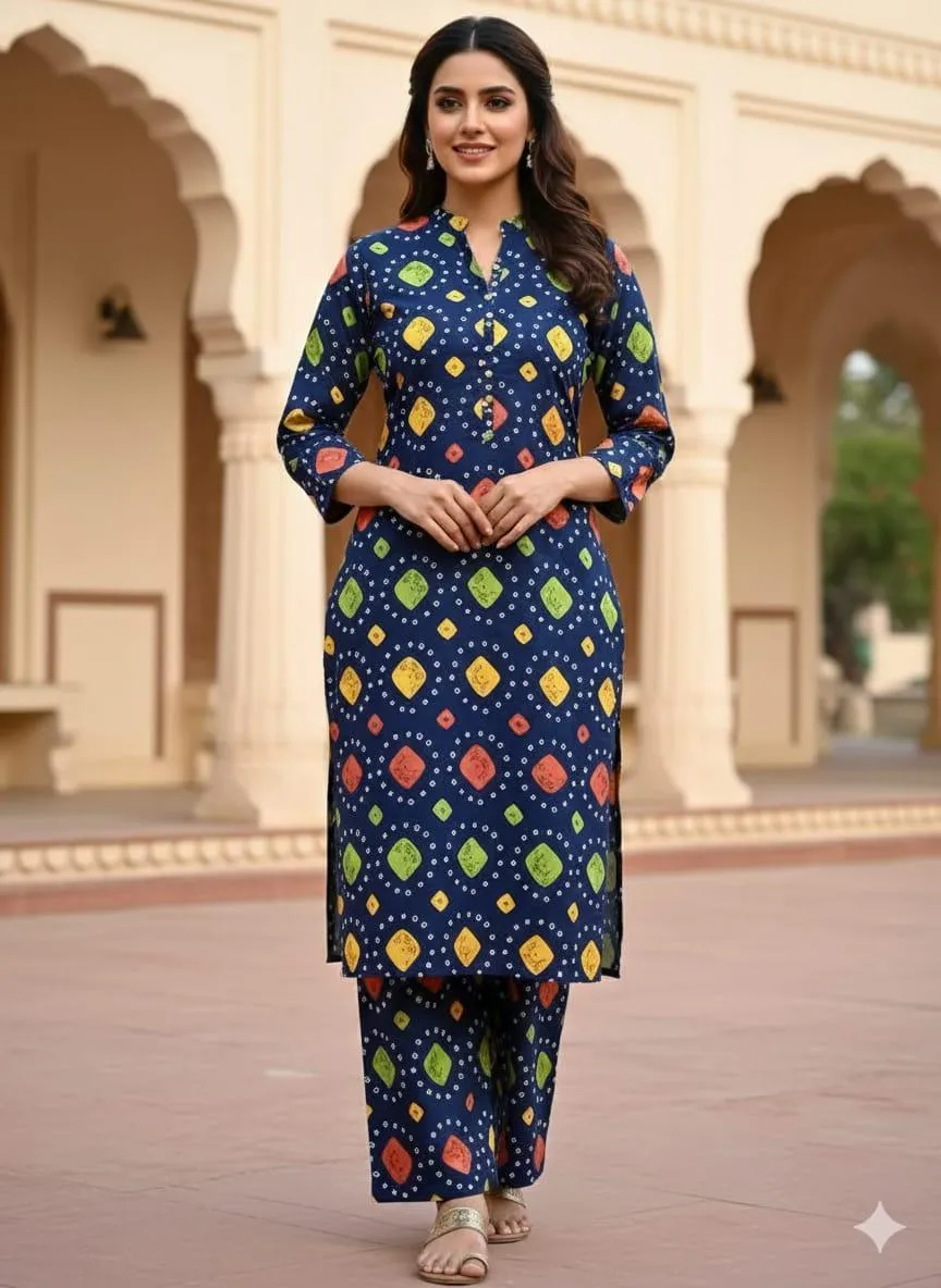 2 Pcs Women's Stitched Crystal Khaddar Printed Long Shirt And Trouser