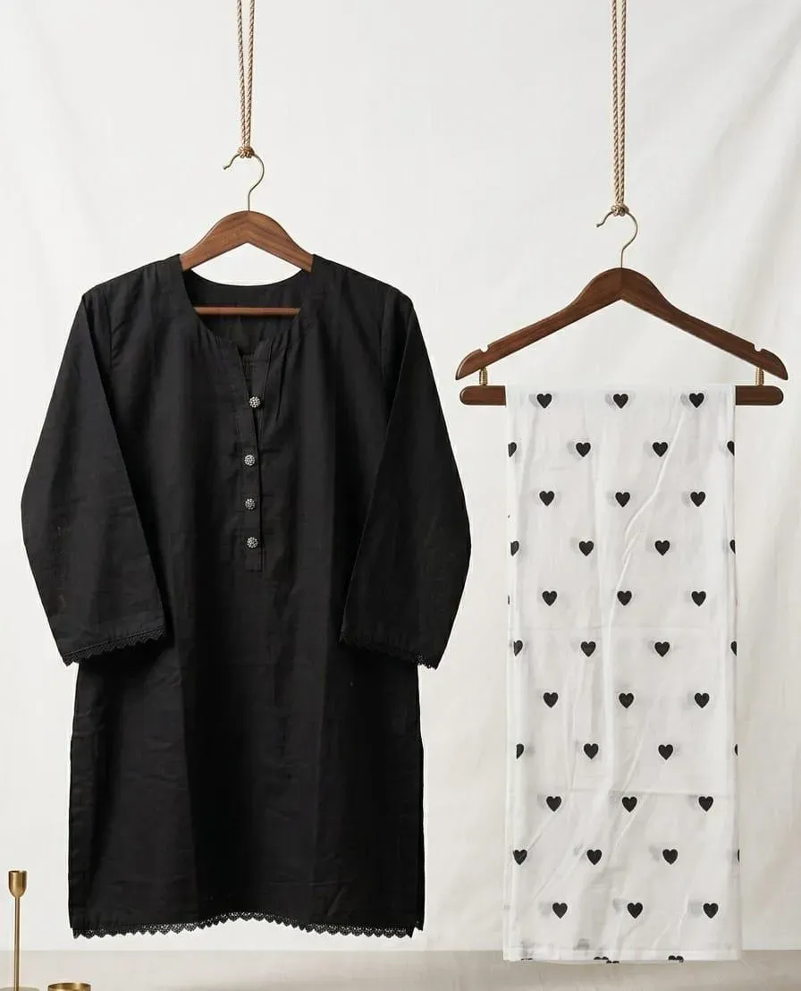 Stylish Women's Stitched Cotton Ensemble - 2 Pcs Shirt and Trouser Set Featuring Printed Patterns