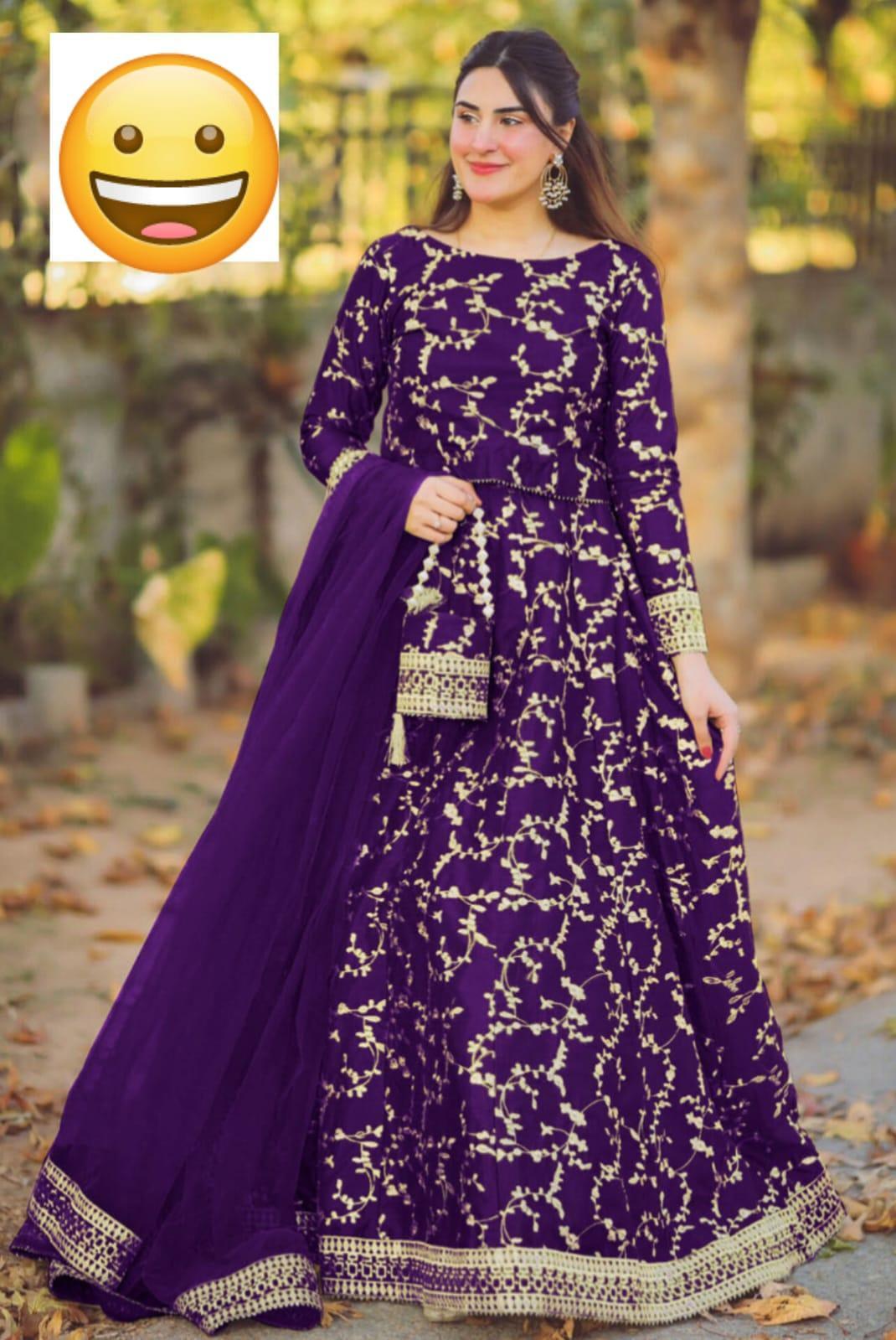 Stunning 4 Pcs Women's Stitched Embroidered Silk Maxi Suit