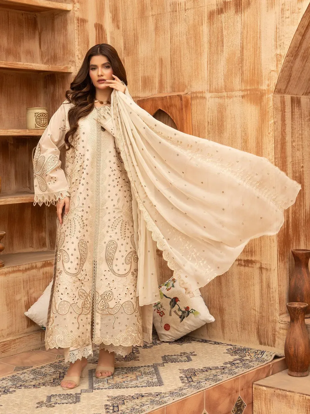 Lehran - U4A Women's Embroidered Stitched Suit - Premium Lawn 3 Pcs