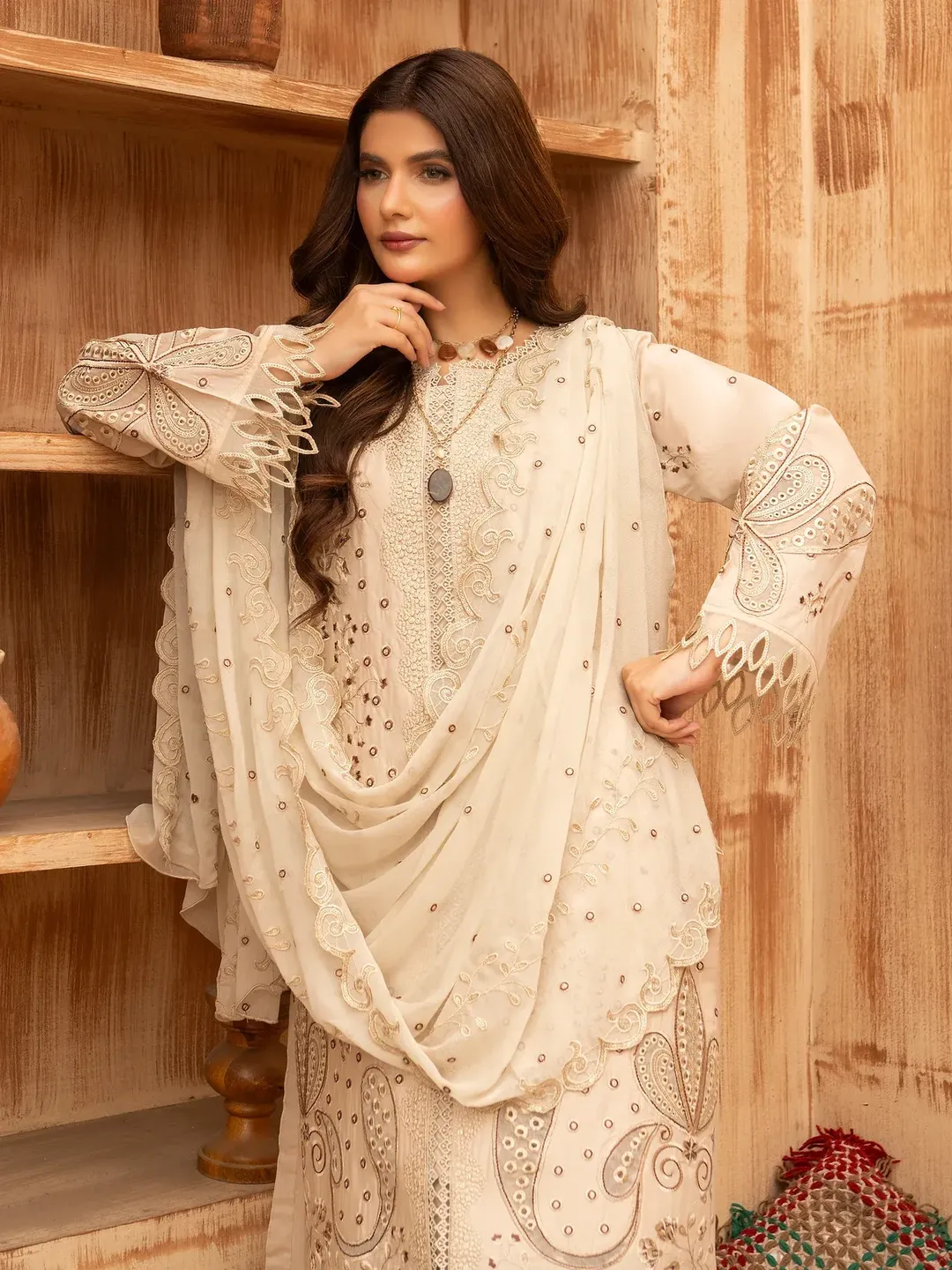 Lehran - U4A Women's Embroidered Stitched Suit - Premium Lawn 3 Pcs