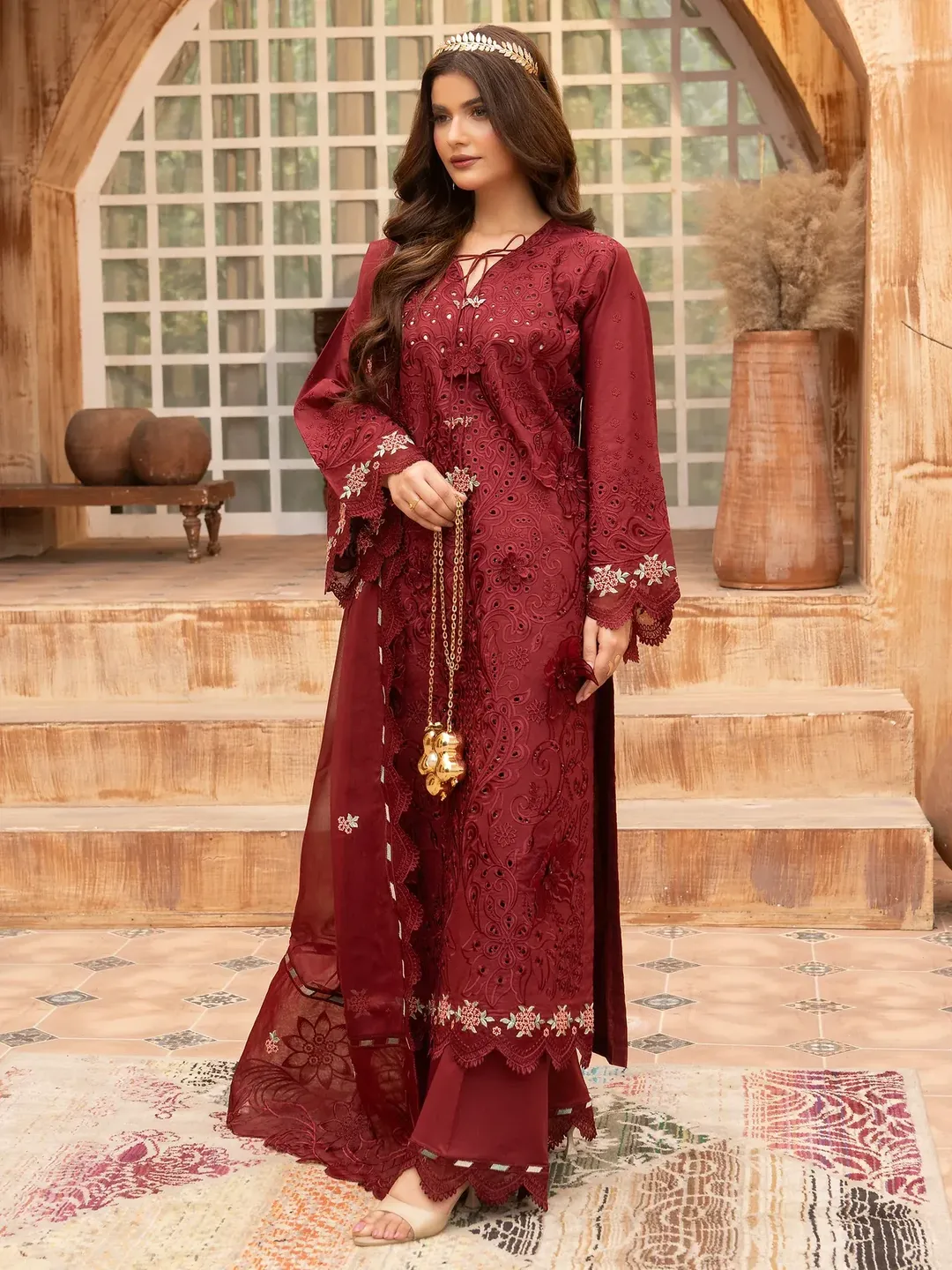 Rukh - U2A Embroidered Premium Lawn Suit - 4 Pcs Set