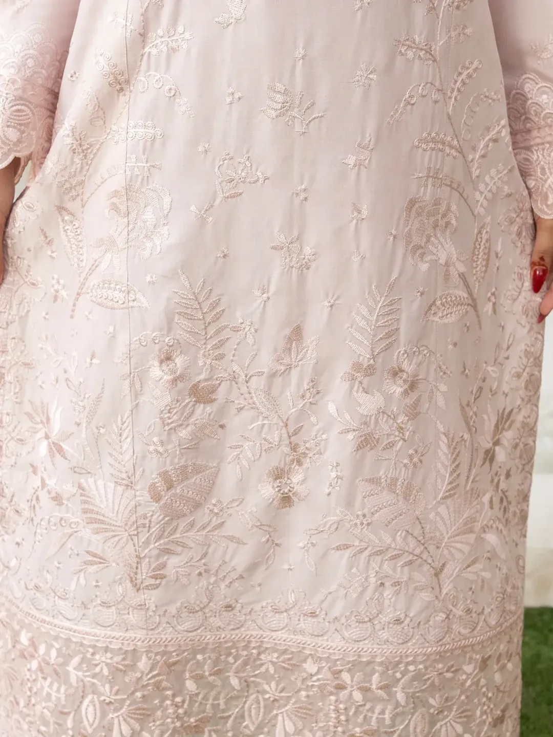 Ziya - U5B Stunning Embroidered Lawn Suit for Women - 3 Pcs Set in Beige