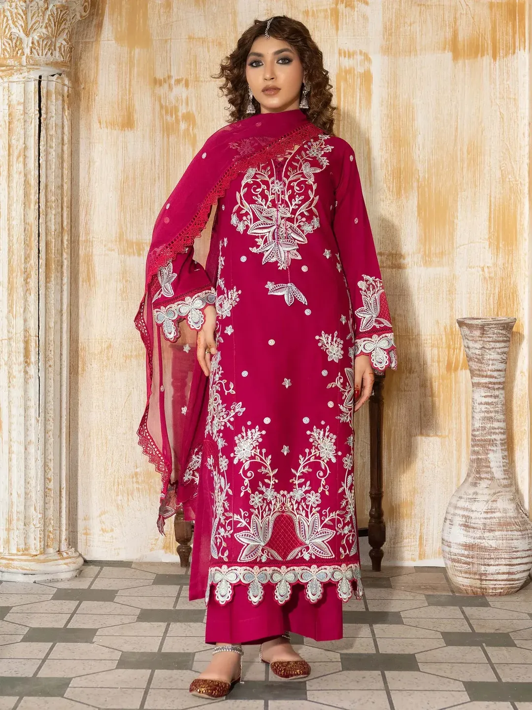 Wasl - U6B Stylish Women's Stitched Embroidered Lawn Suit - 3 Pcs Set