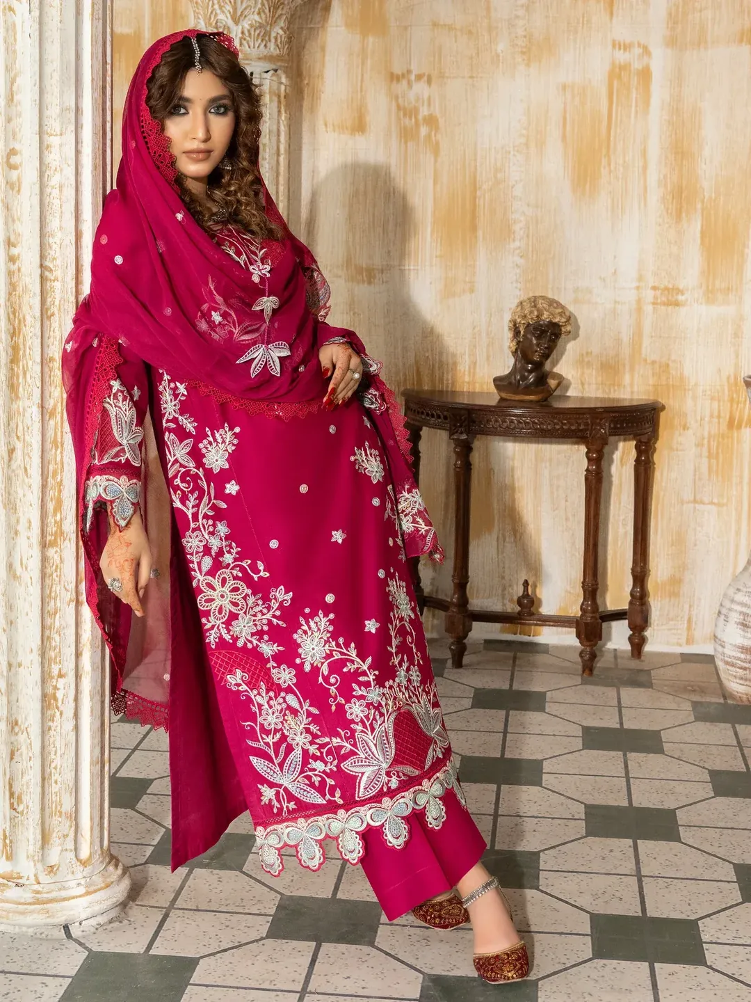 Wasl - U6B Stylish Women's Stitched Embroidered Lawn Suit - 3 Pcs Set