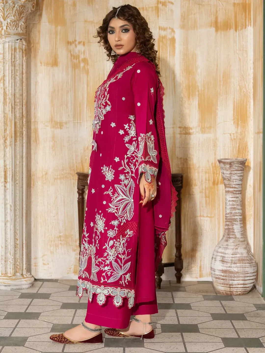 Wasl - U6B Stylish Women's Stitched Embroidered Lawn Suit - 3 Pcs Set