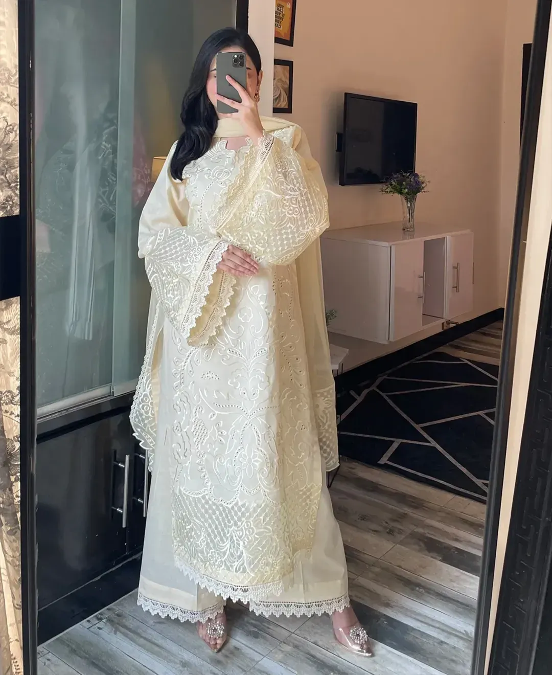 Butter Beige - Women's Stitched Lawn Cotton Embroidered Suit