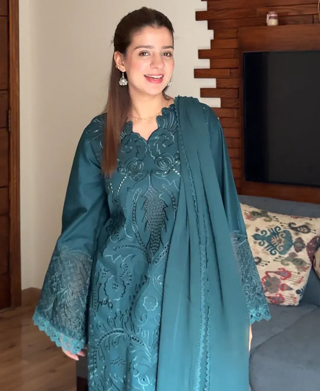 Teal Majestique - Lawn Cotton Embroidered Dress