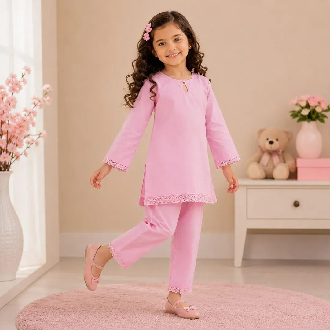 Stylish Girl's Kurta And Trouser Set - 2 Pcs