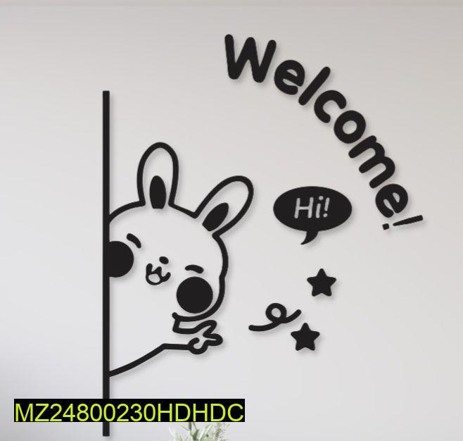 3D Wall Art Bunny Welcome Black Chipboard