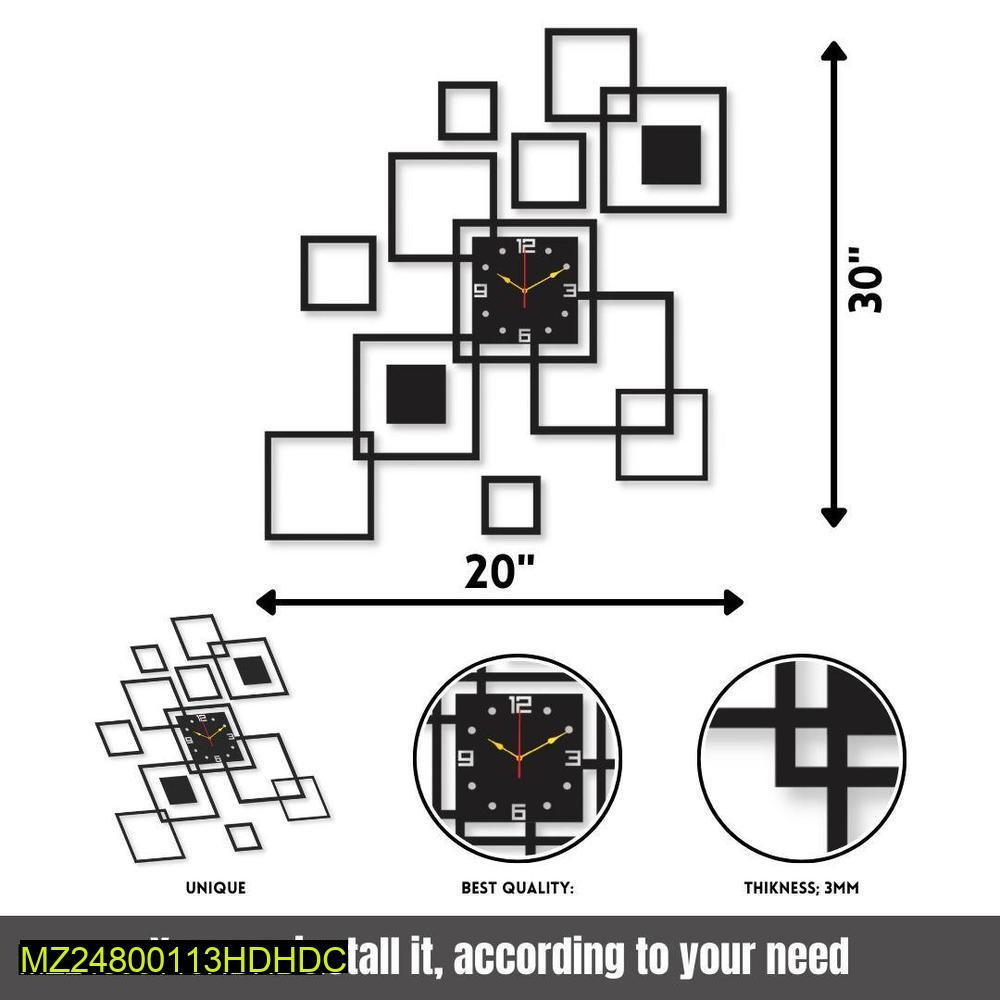 Modern Black Geometric Wall Clock for Home Office Decor