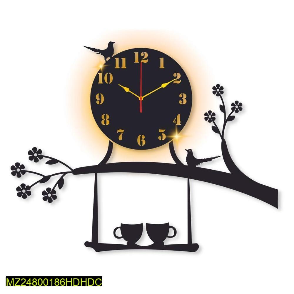 Laminated Wall Clock With Bird Design & Backlight