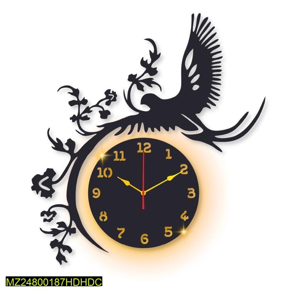 Laminated Wall Clock with Eagle Design & Backlight