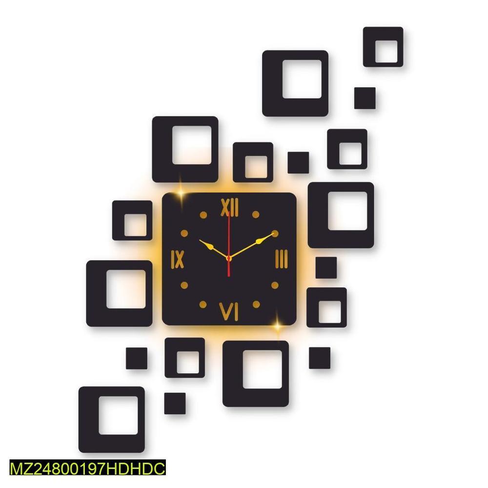 Square Design Laminated Wall Clock With Backlight