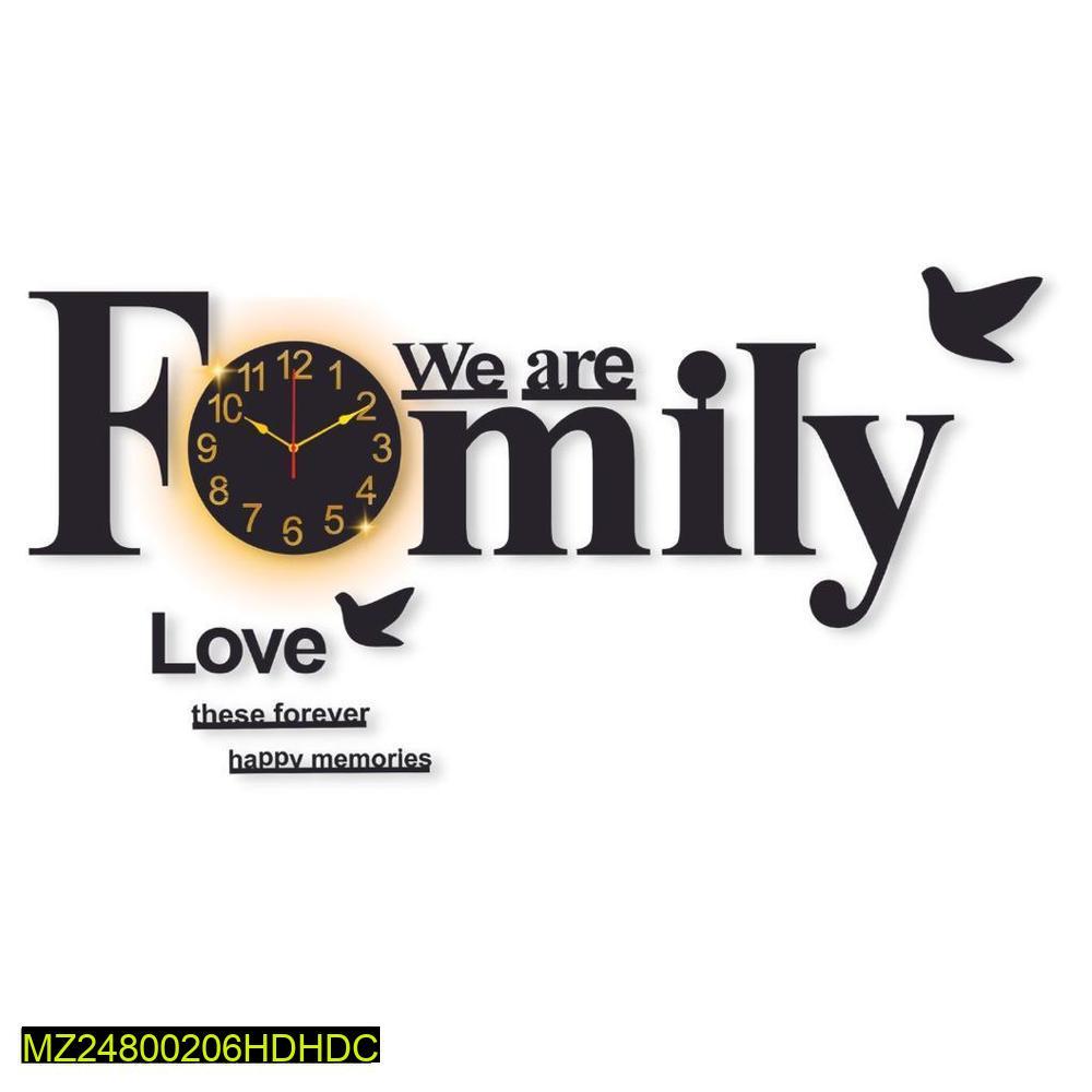 Laminated Wall Clock With Light, 32x16" Modern Family Design