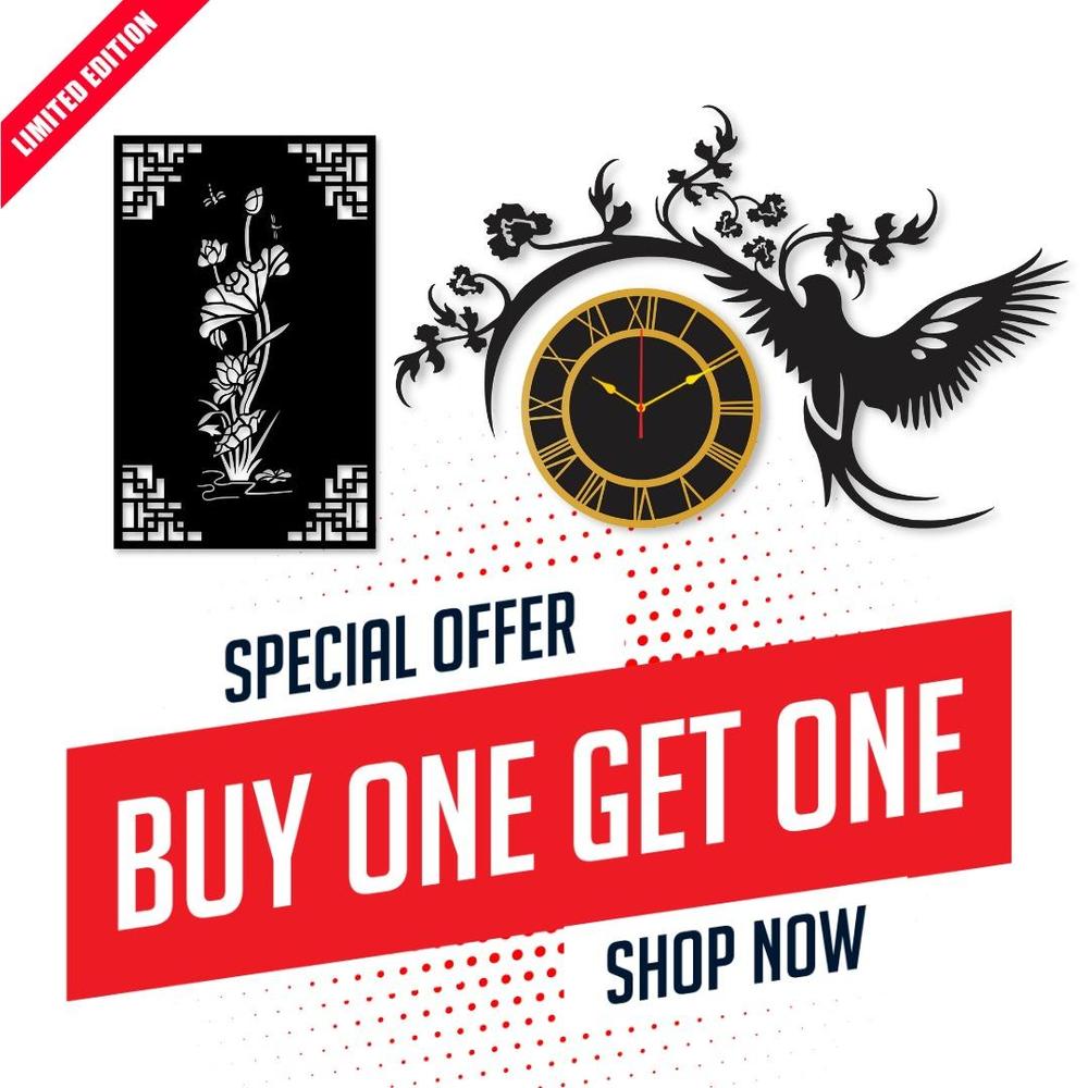  Eagle Clock With Flower Wall Hanging