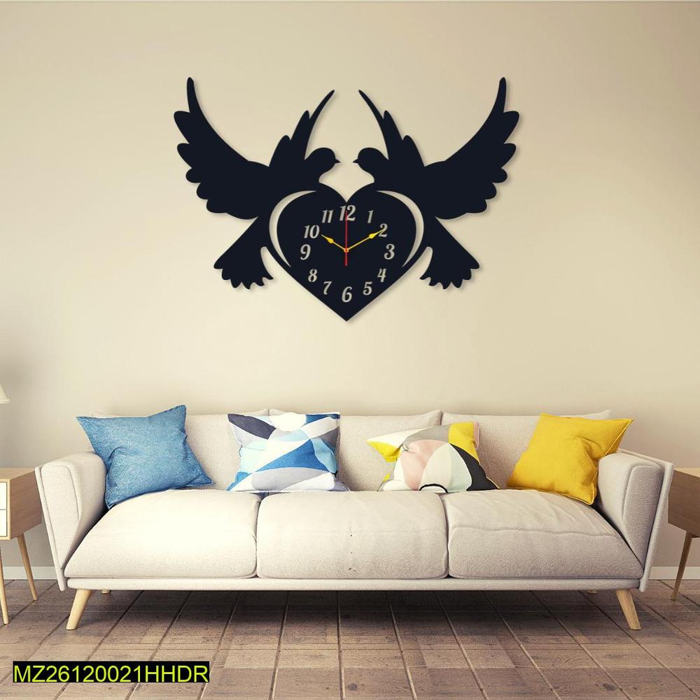 Black Pigeon Heart Wall Clock for Home Office