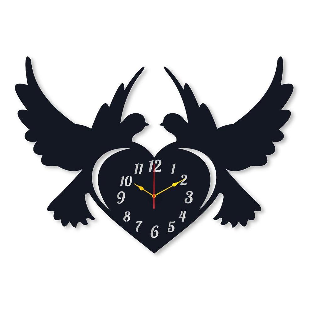 Black Pigeon Heart Wall Clock for Home Office