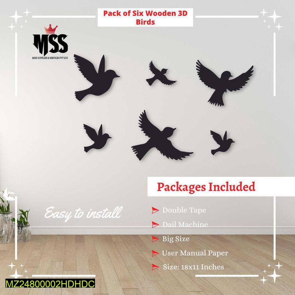3D Wooden Bird Wall Decor Set for Home