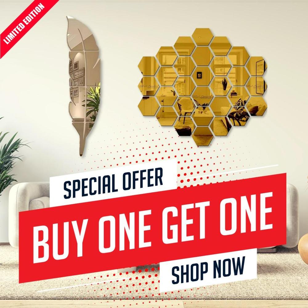 Premium Gold Leaf & Hexagon Wall Art Set for Home Decor