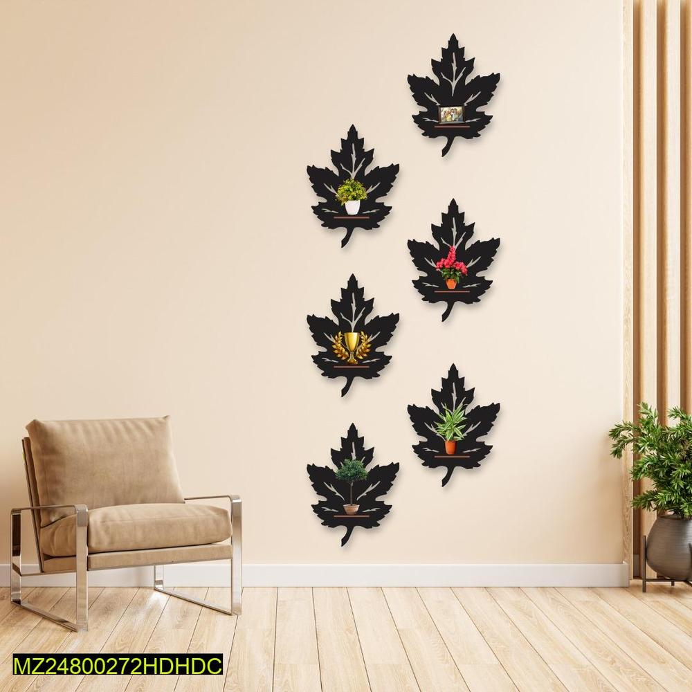 Leaf Wall Art Set of 6 Modern MDF Decor