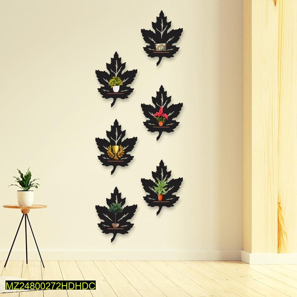 Leaf Wall Art Set of 6 Modern MDF Decor