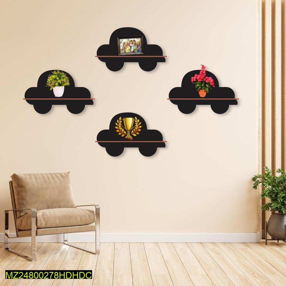 Car Shelves Modern Wall Decor Black MDF 4 Pack