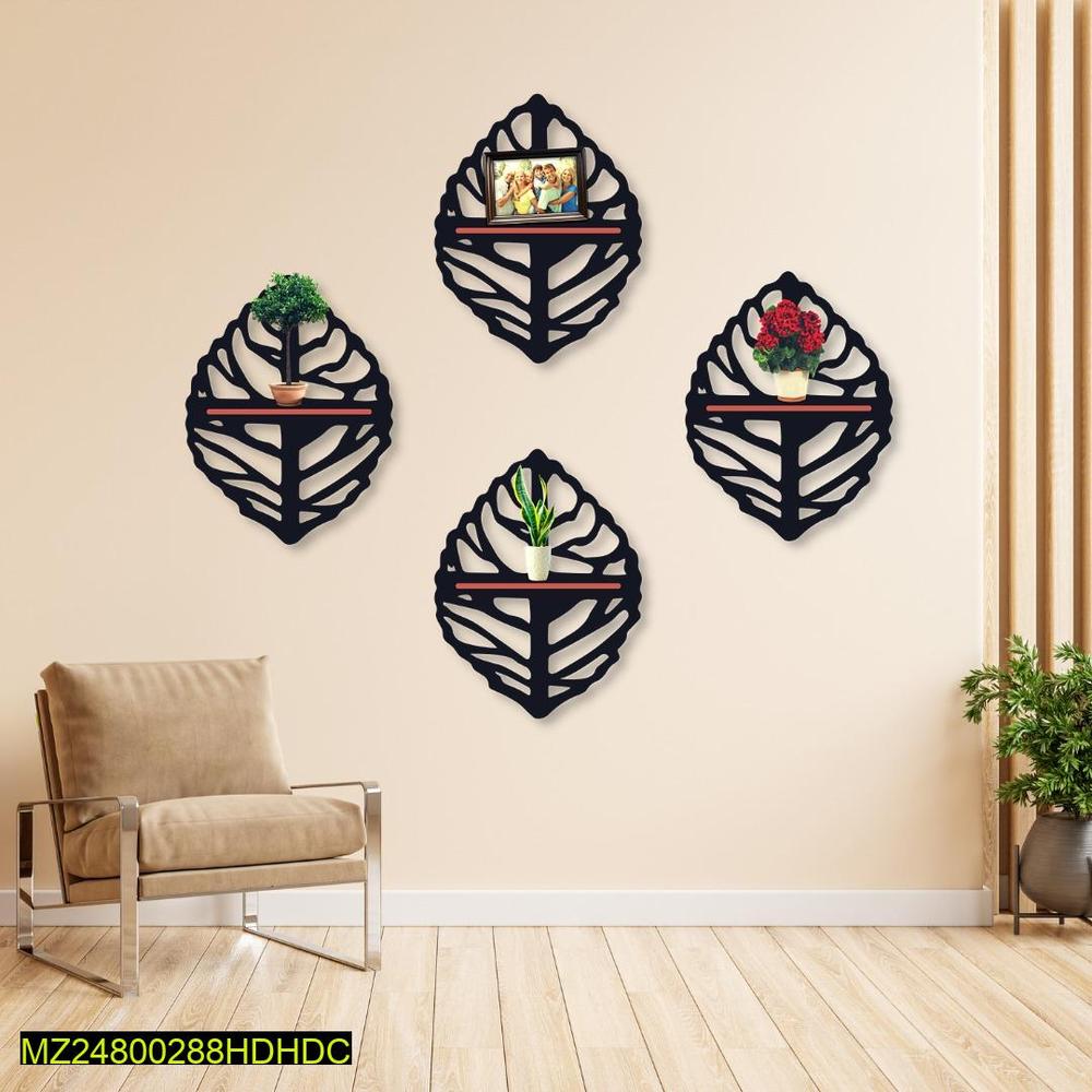 Leaf Shaped Wall Shelves Black Modern Decor