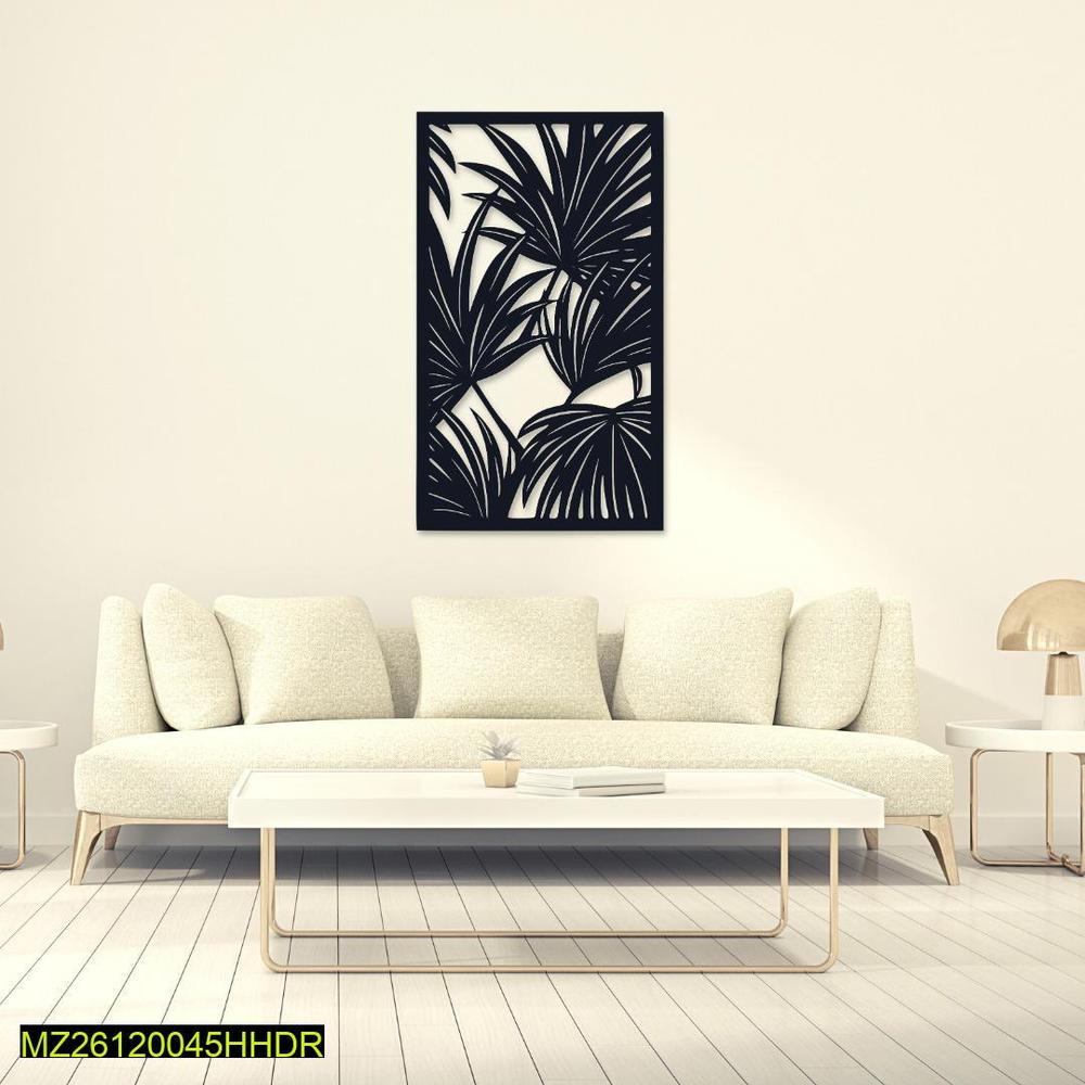 Black Palm Leaf Wall Art 16x12 Inches Laminated Sheet