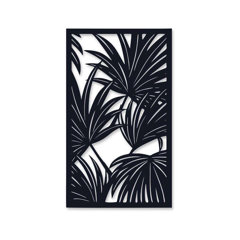 Black Palm Leaf Wall Art 16x12 Inches Laminated Sheet