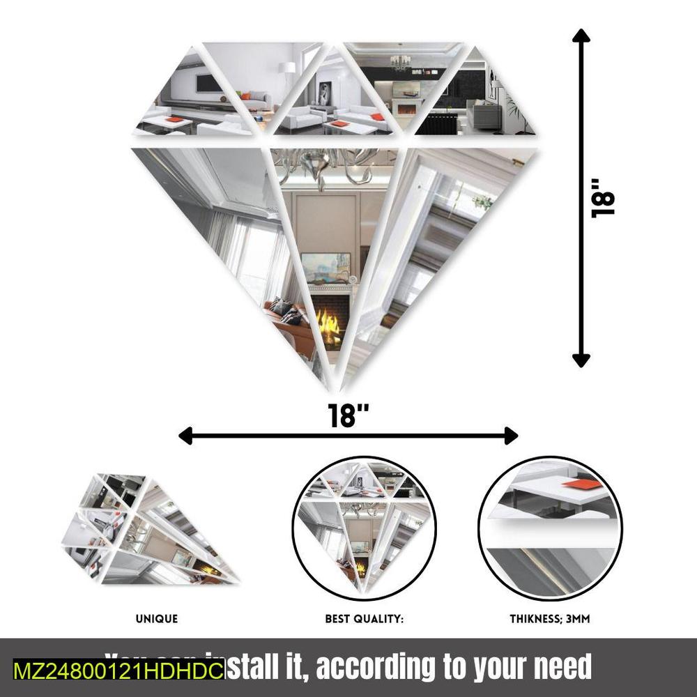 Silver Acrylic Diamond Wall Mirror 16x16"