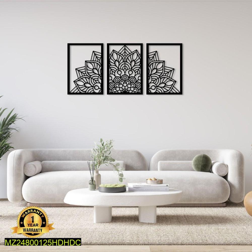 Golden Three Frame Wall Art Set 50x16 Inches