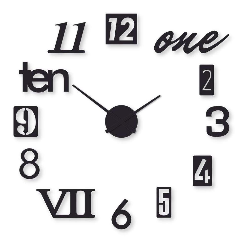 Modern Black Wall Clock with Roman Arabic Numbers