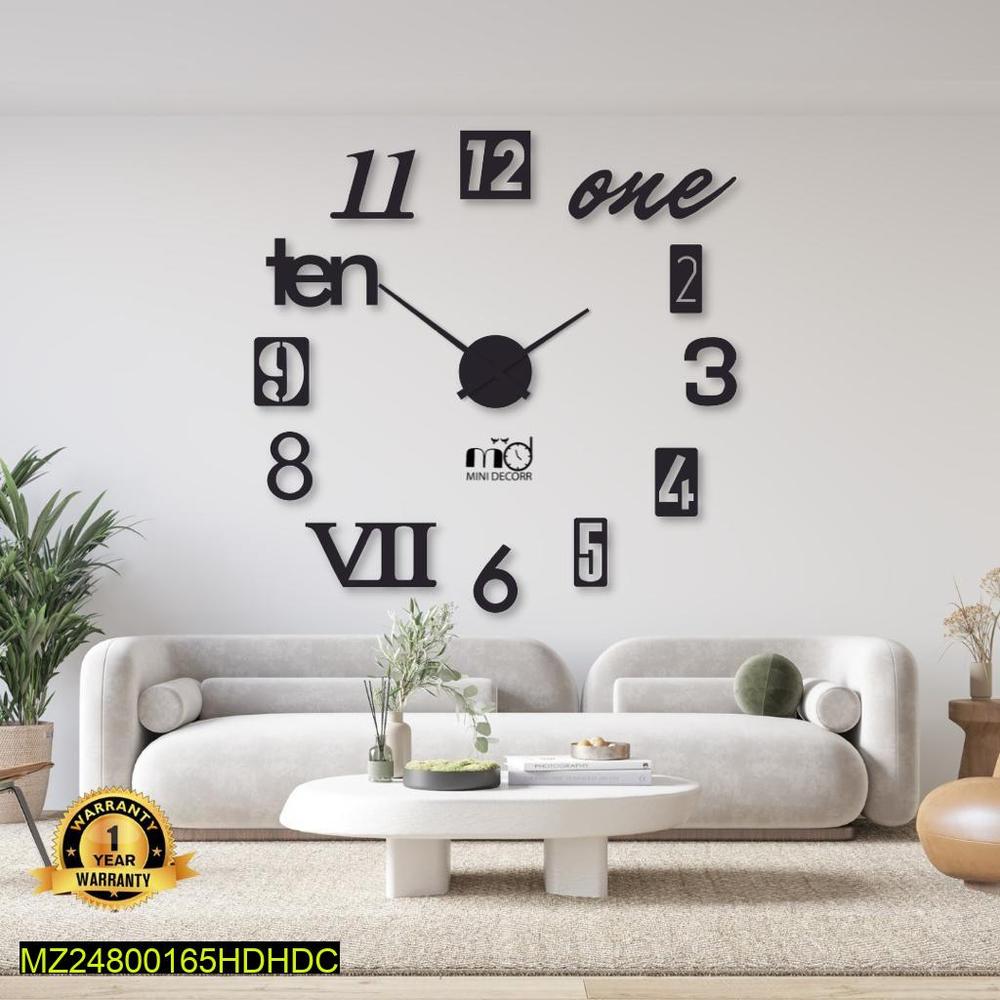 Modern Black Wall Clock with Roman Arabic Numbers