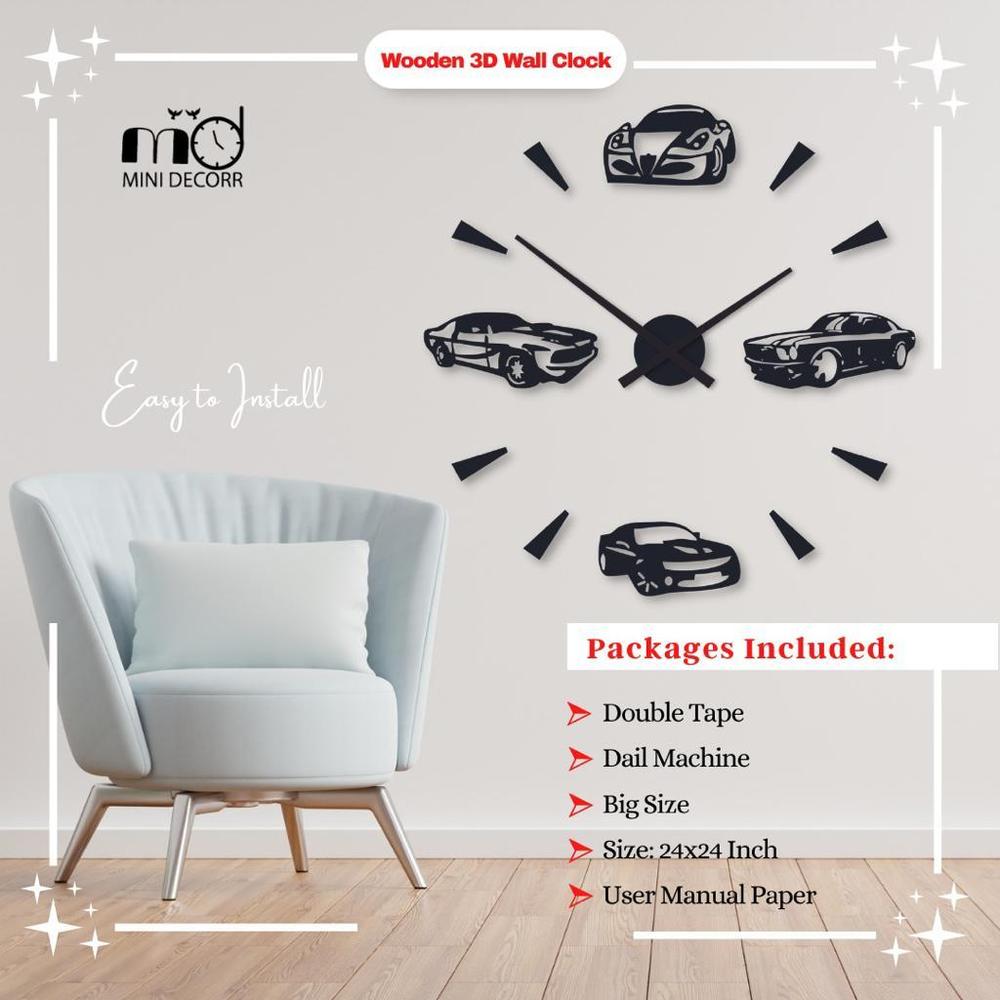 Modern Car Design Wall Clock 24x24 Inch Laminated