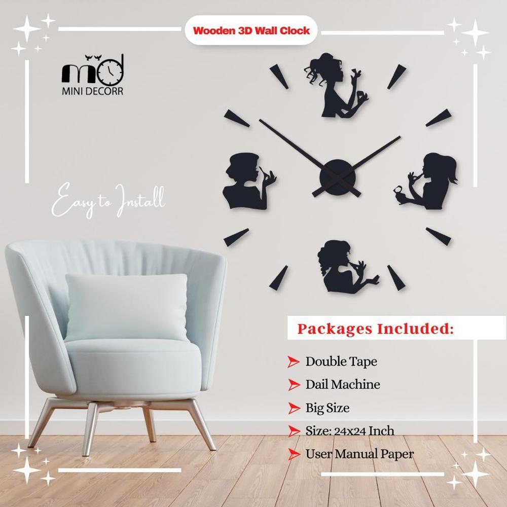 Modern Black Silhouette Wall Clock for Home Office