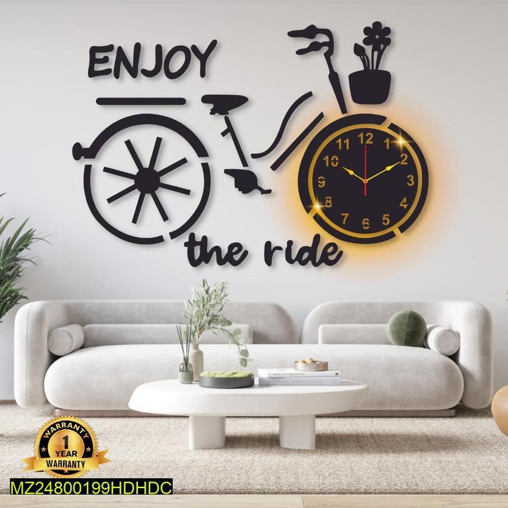 Bicycle Wall Clock with Backlight Modern Living Room Decor