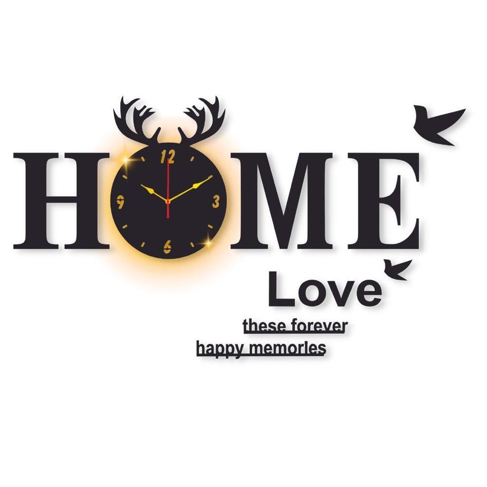 Laminated Wall Clock With Backlight, 32x16" Modern Home Decor