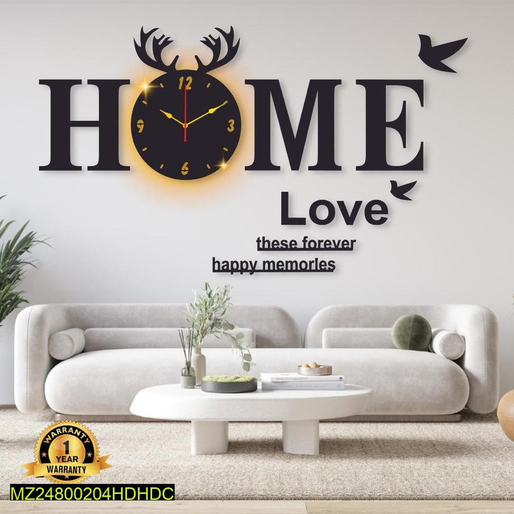 Laminated Wall Clock With Backlight, 32x16" Modern Home Decor