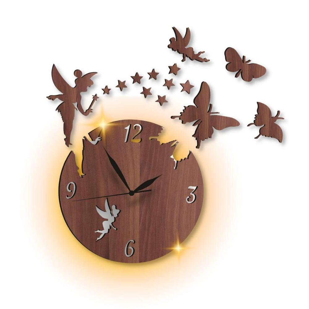 Fairy Butterfly Wall Clock with Backlight for Living Room