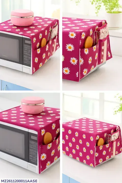 1 Pc Plastic Printed Microwave Oven Cover