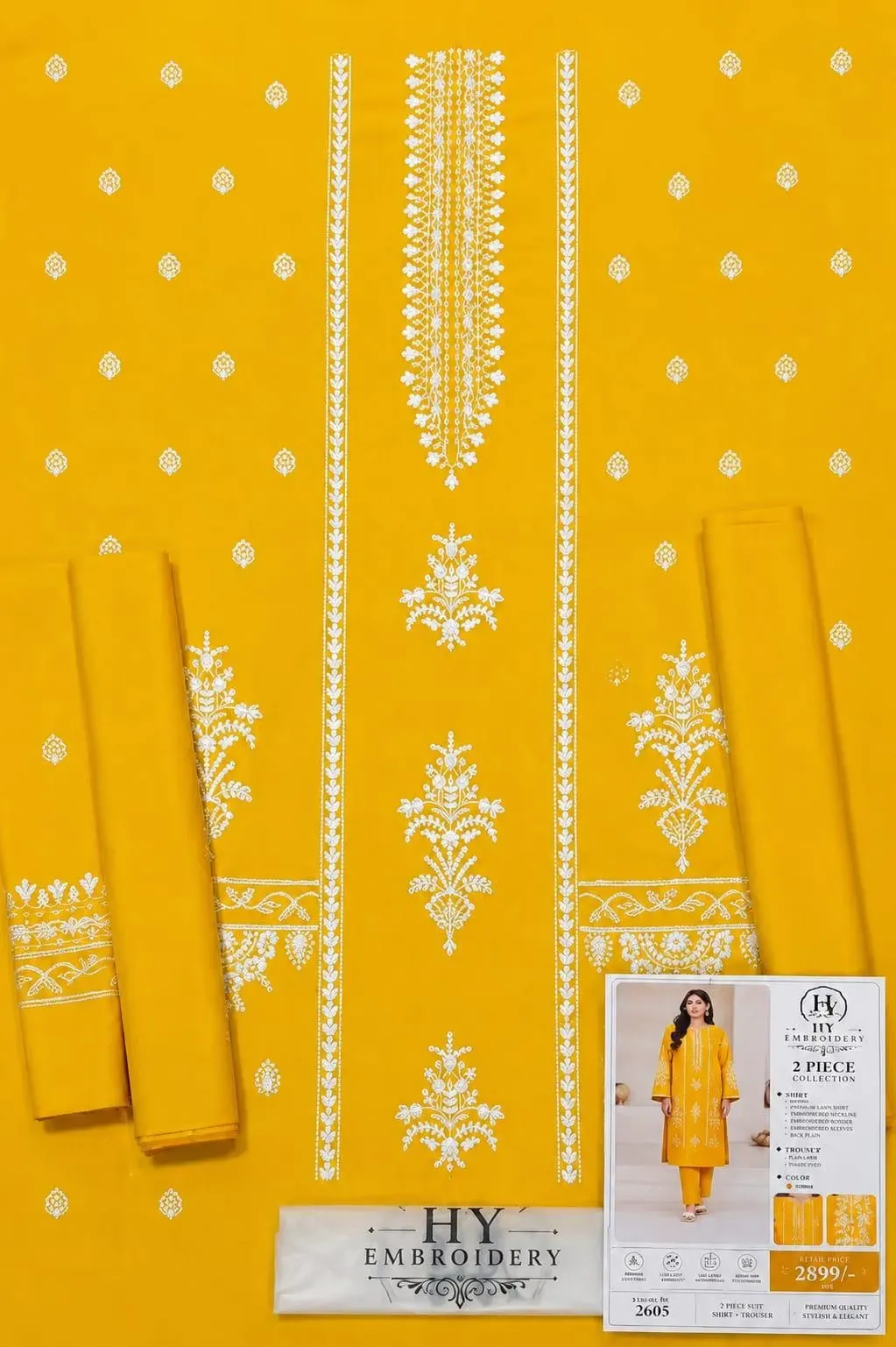 2 Pcs Women's Unstitched Sequins Embroidered Suit