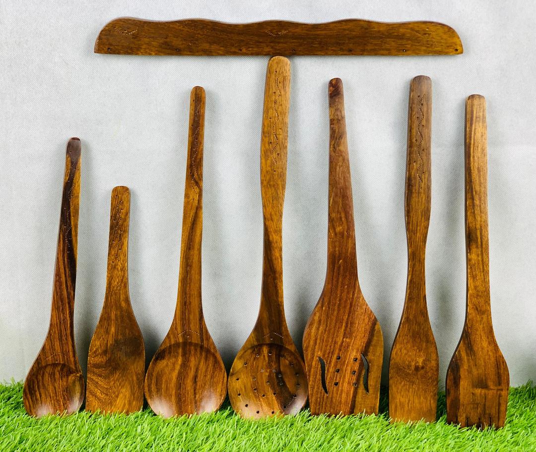 Multicolor Wooden Kitchen Accessories Bundle - 7 Pcs Wooden Spoon Set