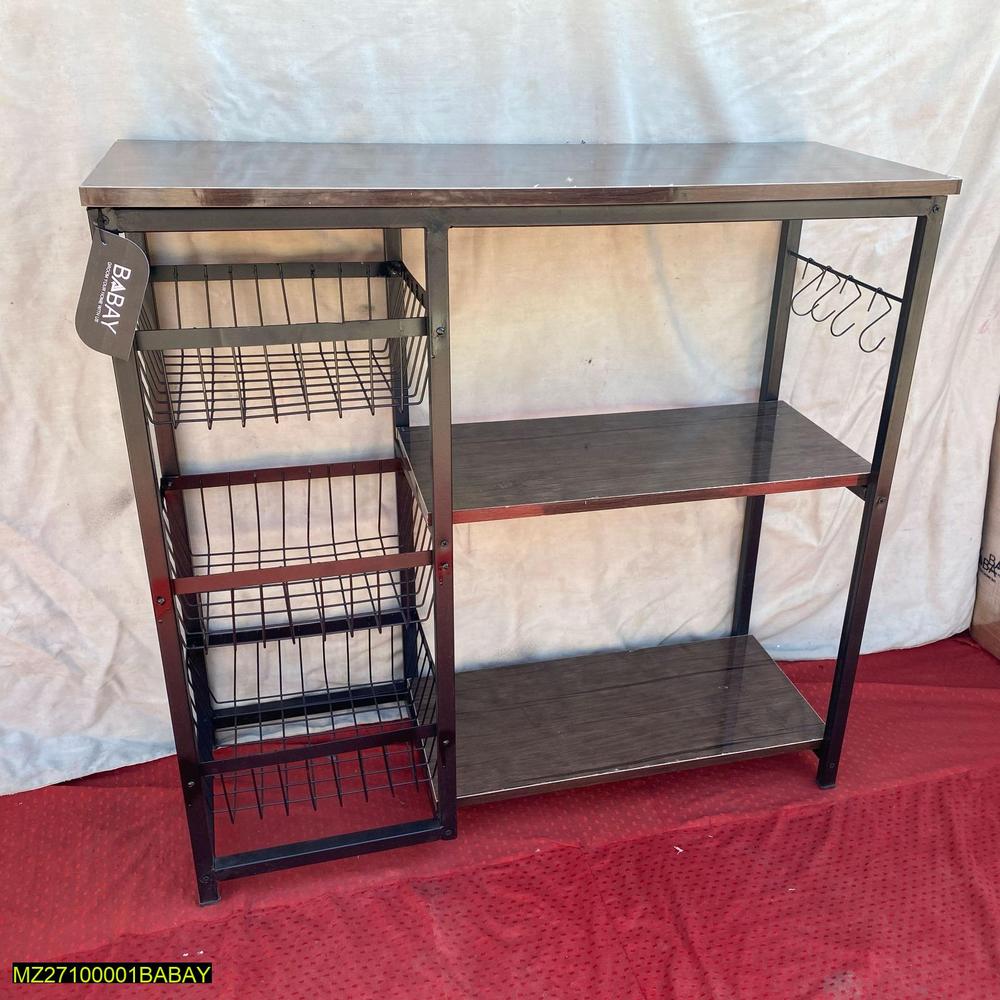 Iron Oven Rack 80x80cm with Baskets & Hooks